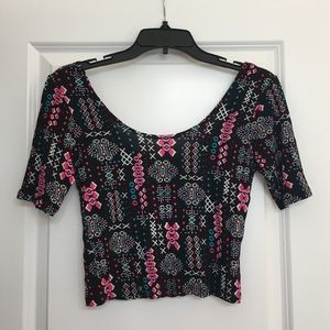 Pacsun tribal print half sleeve crop top